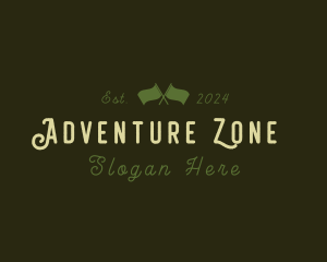 Camping Flag Adventure logo design