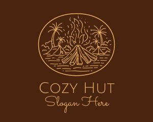 Hut - Safari Camp Bonfire logo design