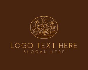 Glamping - Safari Camp Bonfire logo design