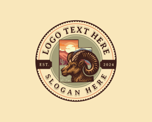 Vintage - Utah Map Desert Bighorn Sheep logo design