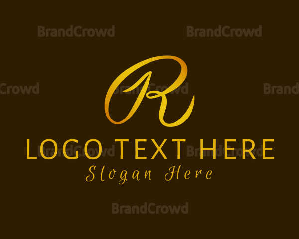 Gold Cursive Letter R Logo