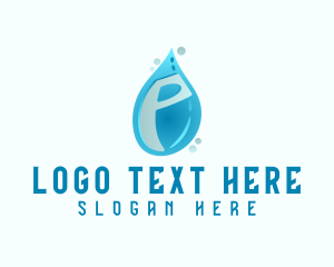 Laundry - Blue Water Drop Letter P logo design