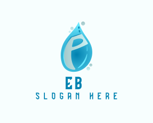 Disinfectant - Blue Water Drop Letter P logo design