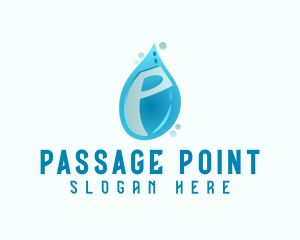 Blue Water Drop Letter P logo design