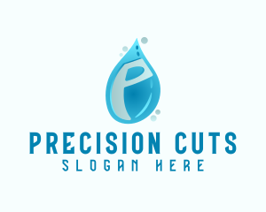 Blue Water Drop Letter P logo design