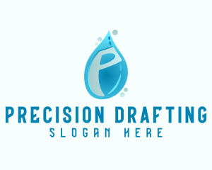 Blue Water Drop Letter P logo design