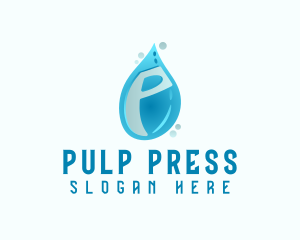 Blue Water Drop Letter P logo design