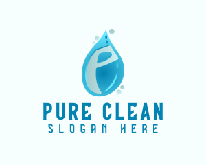 Blue Water Drop Letter P logo design