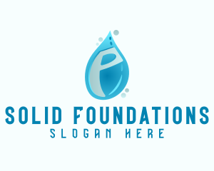 Liquid - Blue Water Drop Letter P logo design