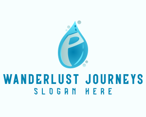 Hand Wash - Blue Water Drop Letter P logo design