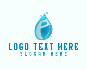 Laundromat - Blue Water Drop Letter P logo design