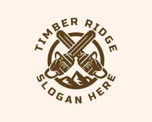 Logging - Chainsaw Logging Mountain logo design