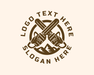 Logging - Chainsaw Logging Mountain logo design