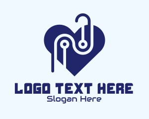 Online - Tech Circuit Heart logo design