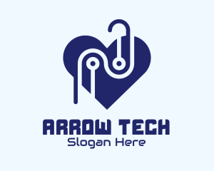 Tech Circuit Heart logo design