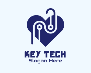 Tech Circuit Heart logo design