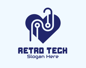 Tech Circuit Heart logo design