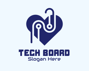 Tech Circuit Heart logo design