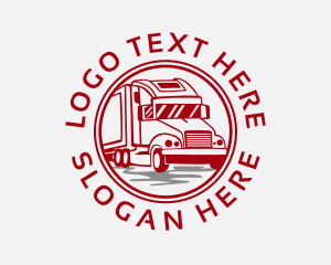 Red - Trailer Truck Courier logo design