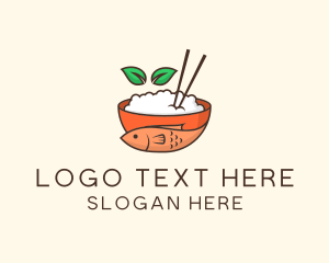Vegetarian - Fish Rice Bowl logo design