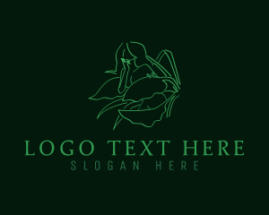 Healthy - Green Eco Woman Plant logo design
