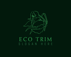 Green Eco Woman Plant  logo design