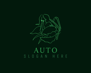 Naked - Green Eco Woman Plant logo design
