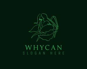 Health - Green Eco Woman Plant logo design