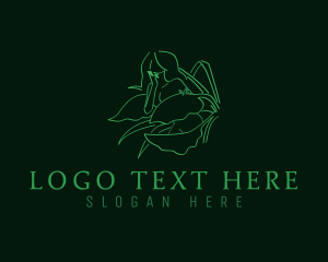 Green Eco Woman Plant  Logo