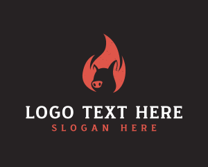 Hot - Flame Pig Barbecue logo design