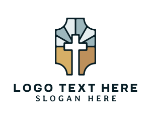 Preaching - Stained Glass Cross logo design