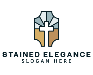 Stained Glass Cross logo design