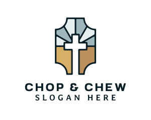 Fellowship - Stained Glass Cross logo design