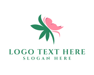 Agricultural - Cannabis Herb Butterfly logo design