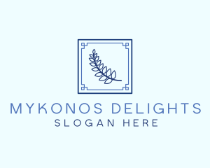 Mykonos - Greek Leaf Restaurant Food logo design