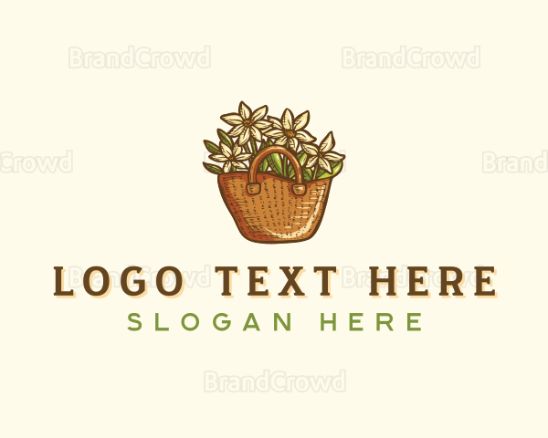 Gardening Flower Basket Logo