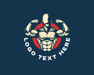 Gym - Strong Man Power Muscle logo design