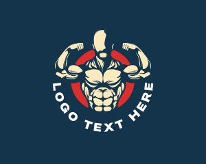 Strong Man Power Muscle Logo