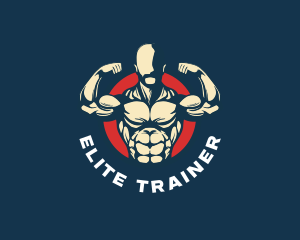 Strong Man Power Muscle logo design