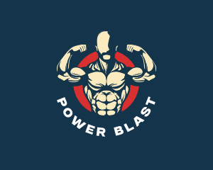 Strong Man Power Muscle logo design