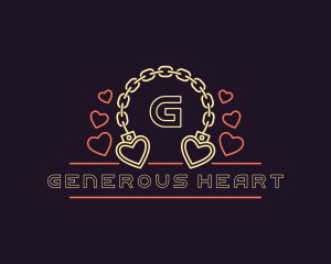 Kinky Neon Heart Handcuff   logo design