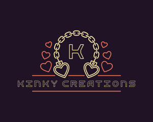 Kinky Neon Heart Handcuff   logo design