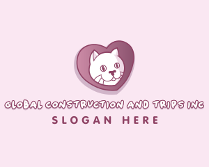 Veterinary - Cute Kitty Cat Heart logo design