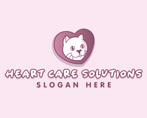 Cute Kitty Cat Heart logo design