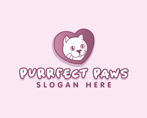 Kitty - Cute Kitty Cat Heart logo design