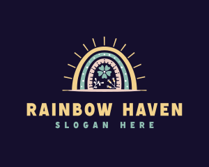 Floral Boho Rainbow logo design