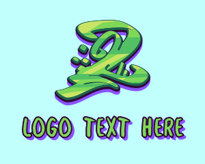 Tattoo Artist - Green Graffiti Art Number 2 logo design