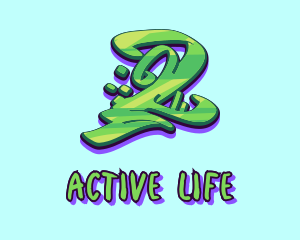 Music Label - Green Graffiti Art Number 2 logo design