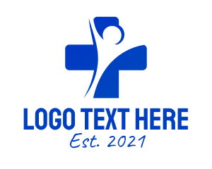 Center - Blue Human Medical Cross logo design