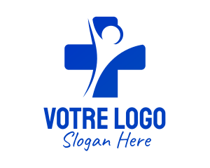 Blue Human Medical Cross  Logo